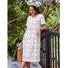 Ekouaer Nightgowns for Women with Pockets Short Sleeve Henley Sleepshirts(White Purple Floral)