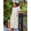 Ekouaer Nightgowns for Women with Pockets Short Sleeve Henley Sleepshirts(White Yellow Floral)
