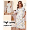Ekouaer Nightgowns for Women with Pockets Short Sleeve Henley Sleepshirts(White Yellow Floral)