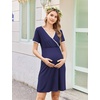 Ekouaer Nursing Nightgown Labor and Delivery Gown Dress Maternity Pajamas(A Navy Blue)