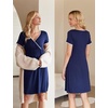 Ekouaer Nursing Nightgown Labor and Delivery Gown Dress Maternity Pajamas(A Navy Blue)
