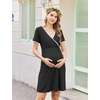 Ekouaer Nursing Nightgown Labor and Delivery Gown Dress Maternity Pajamas(Black)