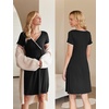 Ekouaer Nursing Nightgown Labor and Delivery Gown Dress Maternity Pajamas(Black)