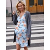 Ekouaer Nursing Nightgown Labor and Delivery Gown Dress Maternity Pajamas(Blue Floral)