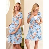 Ekouaer Nursing Nightgown Labor and Delivery Gown Dress Maternity Pajamas(Blue Floral)