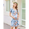 Ekouaer Nursing Nightgown Labor and Delivery Gown Dress Maternity Pajamas(Blue Floral)
