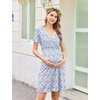 Ekouaer Nursing Nightgown Labor and Delivery Gown Dress Maternity Pajamas(Blue White Floral)