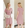 Ekouaer Nursing Nightgown Labor and Delivery Gown Dress Maternity Pajamas(Dusty Rose)