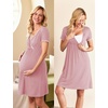 Ekouaer Nursing Nightgown Labor and Delivery Gown Dress Maternity Pajamas(Dusty Rose)