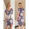 Ekouaer Nursing Nightgown Labor and Delivery Gown Dress Maternity Pajamas(Gray Flower)