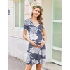 Ekouaer Nursing Nightgown Labor and Delivery Gown Dress Maternity Pajamas(Grey White Floral)