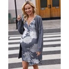 Ekouaer Nursing Nightgown Labor and Delivery Gown Dress Maternity Pajamas(Grey White Floral)