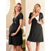 Ekouaer Nursing Nightgown Labor and Delivery Gown Dress Maternity Pajamas(Heather Dark Gray)