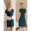 Ekouaer Nursing Nightgown Labor and Delivery Gown Dress Maternity Pajamas(Huntergreen)
