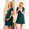 Ekouaer Nursing Nightgown Labor and Delivery Gown Dress Maternity Pajamas(Huntergreen)