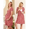Ekouaer Nursing Nightgown Labor and Delivery Gown Dress Maternity Pajamas(Red Floral)