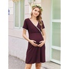Ekouaer Nursing Nightgown Labor and Delivery Gown Dress Maternity Pajamas(Rosewood)