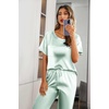 Ekouaer Pajamas for Women Set Silky Satin 2 Piece Lounge Sets with Pockets(Aqua Green)