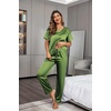 Ekouaer Pajamas for Women Set Silky Satin 2 Piece Lounge Sets with Pockets(Army Green)