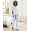 Ekouaer Pajamas for Women Set Silky Satin 2 Piece Lounge Sets with Pockets(Blue Leopard)
