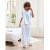 Ekouaer Pajamas for Women Set Silky Satin 2 Piece Lounge Sets with Pockets(Blue Leopard)