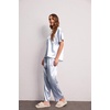 Ekouaer Pajamas for Women Set Silky Satin 2 Piece Lounge Sets with Pockets(Blue Stripes)