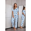 Ekouaer Pajamas for Women Set Silky Satin 2 Piece Lounge Sets with Pockets(Boho Elephant)