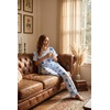 Ekouaer Pajamas for Women Set Silky Satin 2 Piece Lounge Sets with Pockets(Boho Elephant)
