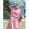 Ekouaer Pajamas for Women Set Silky Satin 2 Piece Lounge Sets with Pockets(Bow)
