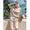 Ekouaer Pajamas for Women Set Silky Satin 2 Piece Lounge Sets with Pockets(Champagne)