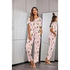 Ekouaer Pajamas for Women Set Silky Satin 2 Piece Lounge Sets with Pockets(Champagne Cherry)