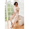 Ekouaer Pajamas for Women Set Silky Satin 2 Piece Lounge Sets with Pockets(Champagne Striped)