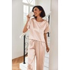 Ekouaer Pajamas for Women Set Silky Satin 2 Piece Lounge Sets with Pockets(Champagne Striped)