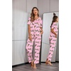 Ekouaer Pajamas for Women Set Silky Satin 2 Piece Lounge Sets with Pockets(Cheetah)