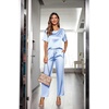 Ekouaer Pajamas for Women Set Silky Satin 2 Piece Lounge Sets with Pockets(Clear Blue)