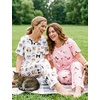 Ekouaer Pajamas for Women Set Silky Satin 2 Piece Lounge Sets with Pockets(Cute Puppy)