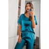 Ekouaer Pajamas for Women Set Silky Satin 2 Piece Lounge Sets with Pockets(Green)