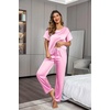 Ekouaer Pajamas for Women Set Silky Satin 2 Piece Lounge Sets with Pockets(Hot Pink)