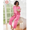 Ekouaer Pajamas for Women Set Silky Satin 2 Piece Lounge Sets with Pockets(Hot Pink Leopard)