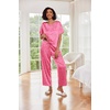 Ekouaer Pajamas for Women Set Silky Satin 2 Piece Lounge Sets with Pockets(Hot Pink Leopard)