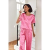 Ekouaer Pajamas for Women Set Silky Satin 2 Piece Lounge Sets with Pockets(Hot Pink Leopard)