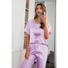 Ekouaer Pajamas for Women Set Silky Satin 2 Piece Lounge Sets with Pockets(Lavender)