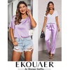Ekouaer Pajamas for Women Set Silky Satin 2 Piece Lounge Sets with Pockets(Lavender)