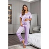 Ekouaer Pajamas for Women Set Silky Satin 2 Piece Lounge Sets with Pockets(Lavender)