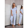 Ekouaer Pajamas for Women Set Silky Satin 2 Piece Lounge Sets with Pockets(Lavender Flower)