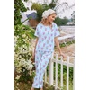Ekouaer Pajamas for Women Set Silky Satin 2 Piece Lounge Sets with Pockets(Lavender Flower)