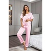 Ekouaer Pajamas for Women Set Silky Satin 2 Piece Lounge Sets with Pockets(Pink)