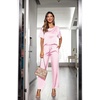 Ekouaer Pajamas for Women Set Silky Satin 2 Piece Lounge Sets with Pockets(Pink)
