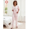 Ekouaer Pajamas for Women Set Silky Satin 2 Piece Lounge Sets with Pockets(Pink Leopard Print)