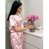 Ekouaer Pajamas for Women Set Silky Satin 2 Piece Lounge Sets with Pockets(Pink Love)
